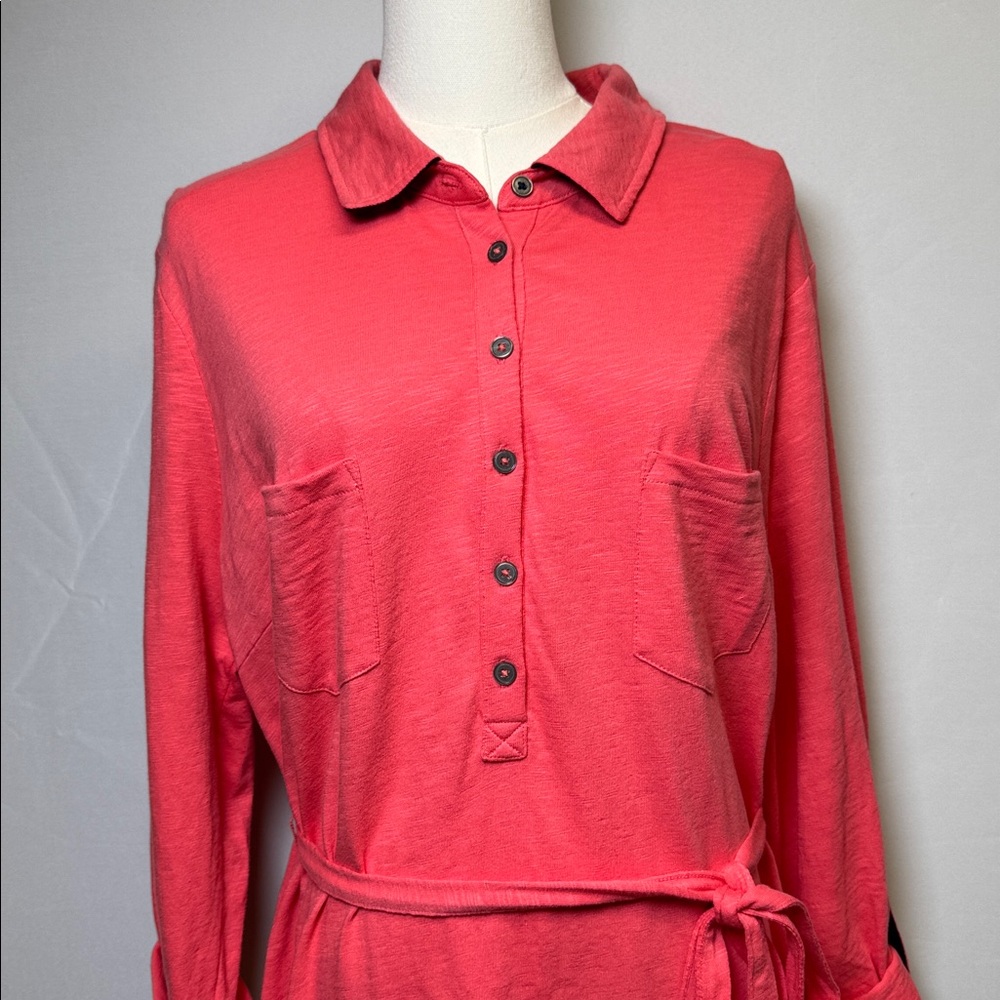 Boden Jena Jersey Coral Shirt Dress Size 16L - Picture 4 of 13